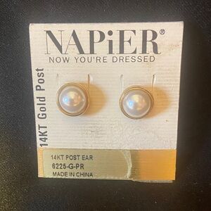 Lady’s Napier Gold-post Pearl Earrings